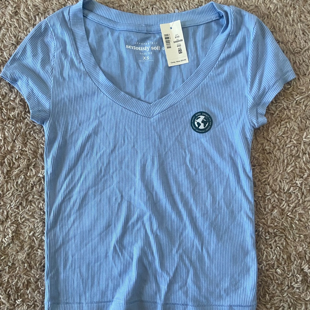 Aeropostale Light Blue Crop Top V-Neck